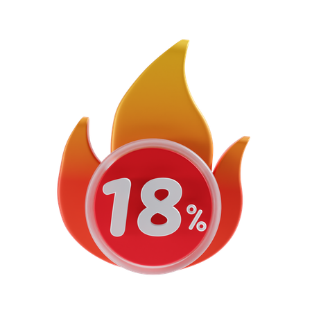 18 Percent  3D Icon