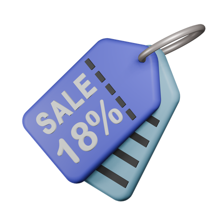 18% Sale Tag  3D Icon