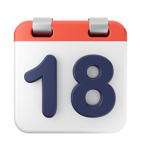 18th Calendar  3D Icon