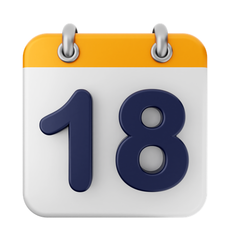 18th Calendar  3D Icon