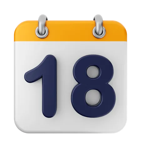 18th Calendar  3D Icon