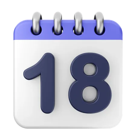 18th Calendar  3D Icon