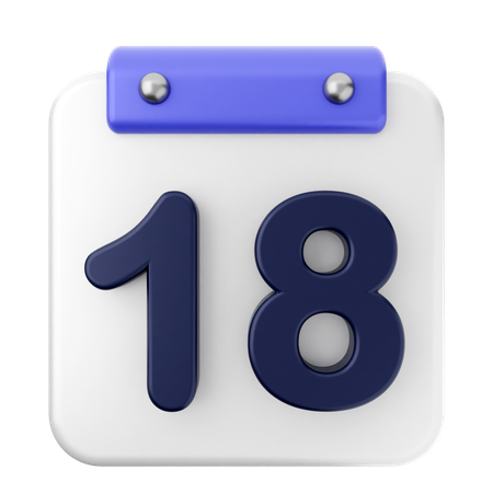 18th Calendar  3D Icon