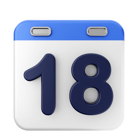 18th Calendar  3D Icon