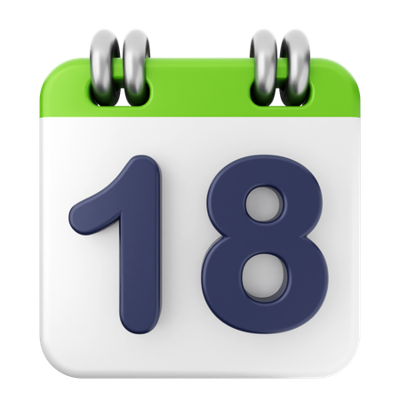 18th Calendar  3D Icon