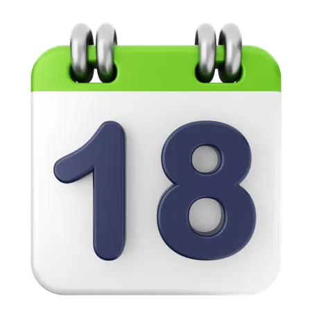 18th Calendar  3D Icon