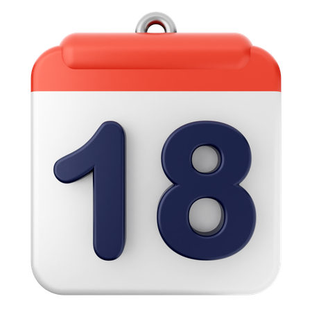 18th Calendar  3D Icon