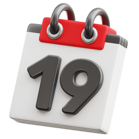 달력 날짜 19  3D Icon
