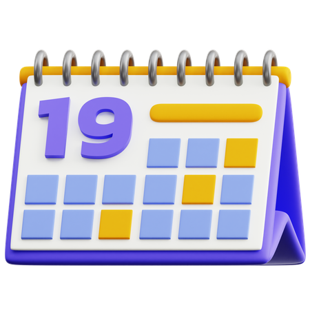 달력 날짜 19  3D Icon