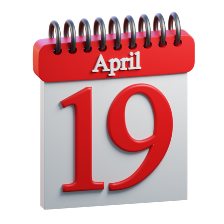 19 April Calendar  3D Icon