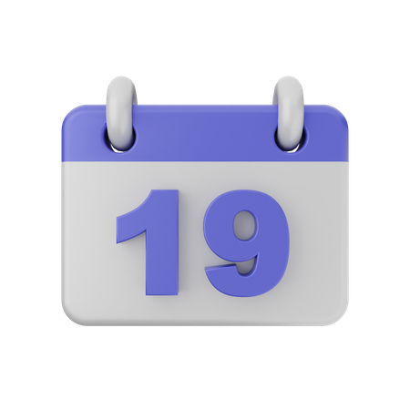 Calendário de 19 datas  3D Icon