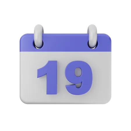 Calendário de 19 datas  3D Icon