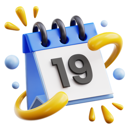 19 date  3D Icon