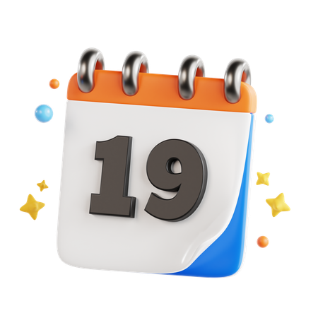 19 Date  3D Icon