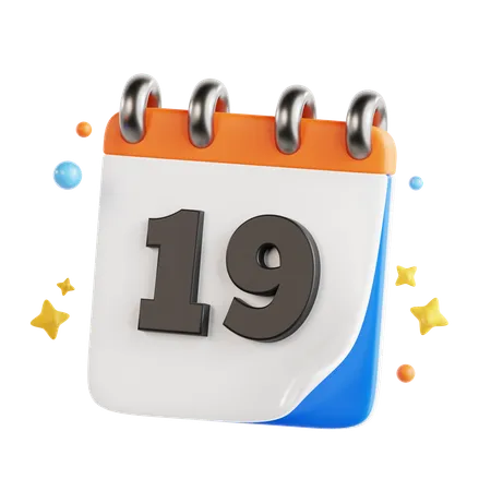 19 Date  3D Icon