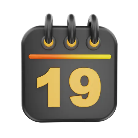 19 Date  3D Icon