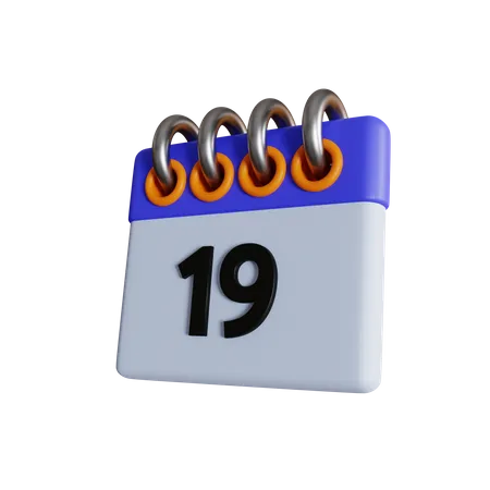 Day 19 Calendar With Day Off And Holiday Options With Normal And Isometric Views 3D Icon