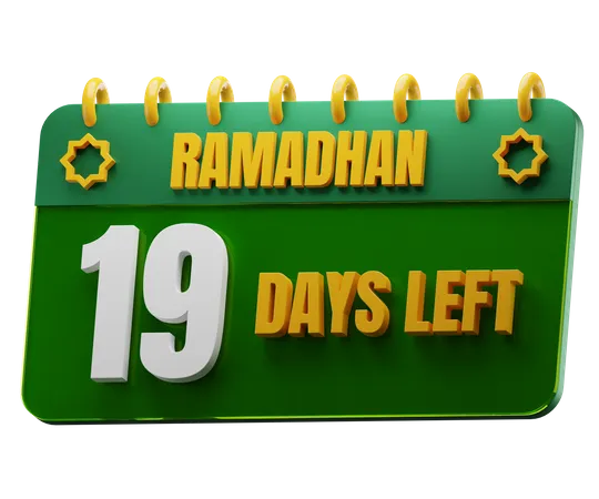 19 Days Left to Ramadan  3D Icon