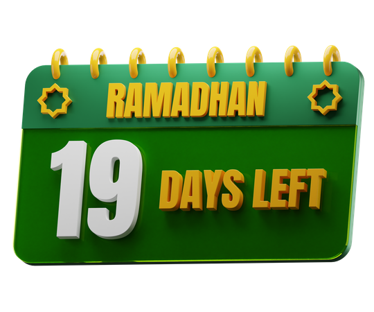 19 Days Left to Ramadan  3D Icon