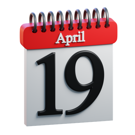 Calendário de 19 de abril  3D Icon