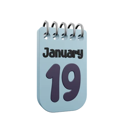 Calendario del 19 de enero  3D Icon