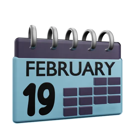 Calendrier du 19 février  3D Icon