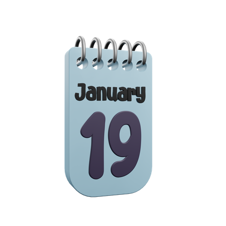 19 January Calender  3D Icon