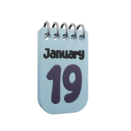 Calendrier du 19 janvier  3D Icon