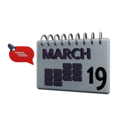 19. März Kalender  3D Icon