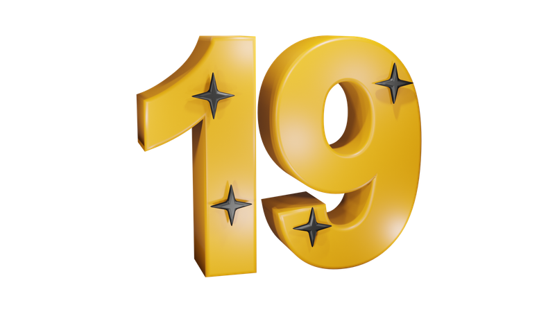 19 Number  3D Icon