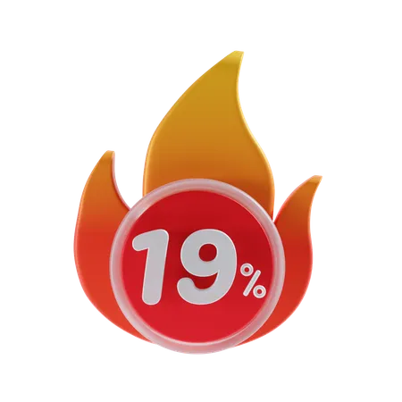 19 Percent  3D Icon