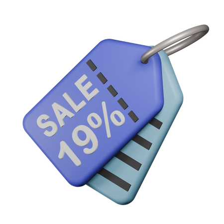 19% Sale Tag  3D Icon