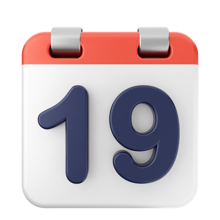 19th Calendar  3D Icon