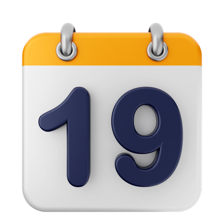 19th Calendar  3D Icon