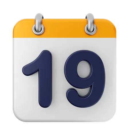 19th Calendar  3D Icon