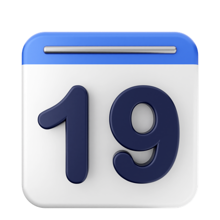 19th Calendar  3D Icon