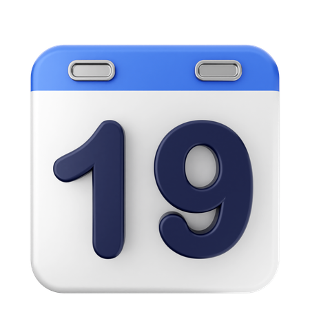 19th Calendar  3D Icon