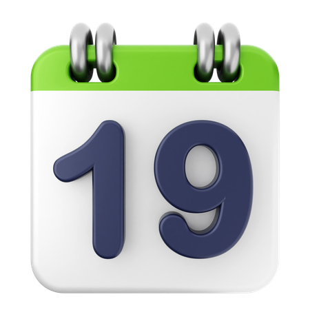 19th Calendar  3D Icon