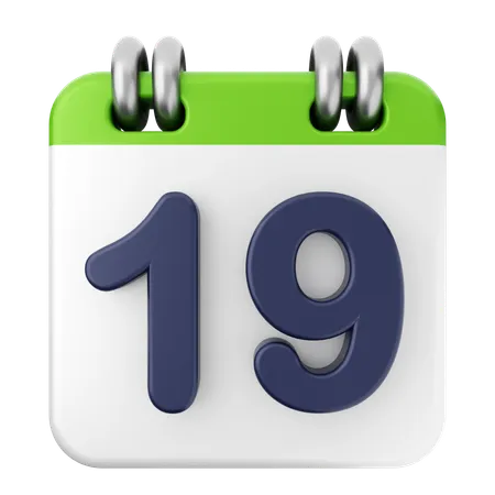 19th Calendar  3D Icon