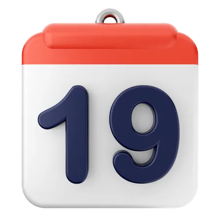 19th Calendar  3D Icon