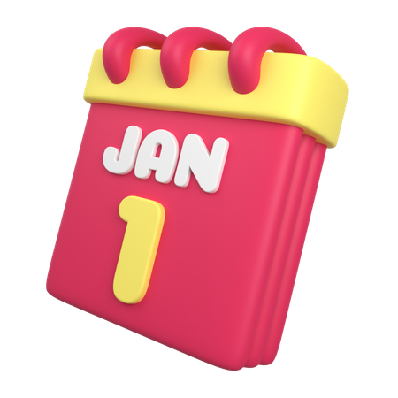 Calendrier du 1er janvier  3D Illustration