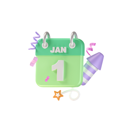 Calendrier du 1er janvier  3D Icon