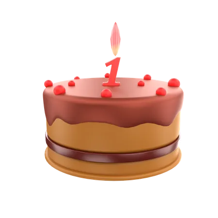 Primer pastel de cumpleaños  3D Icon