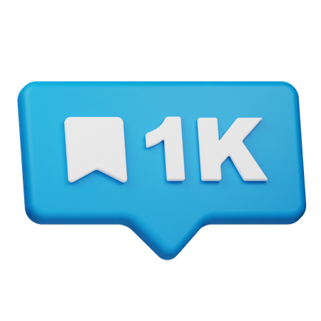 1k 북마크 알림  3D Icon