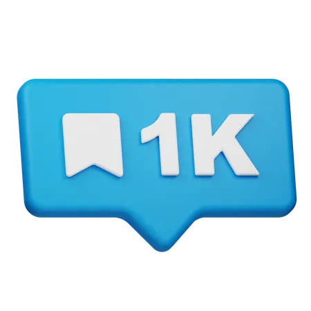 1K Bookmarks Notification  3D Icon