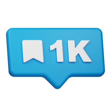 1K Bookmarks Notification  3D Icon