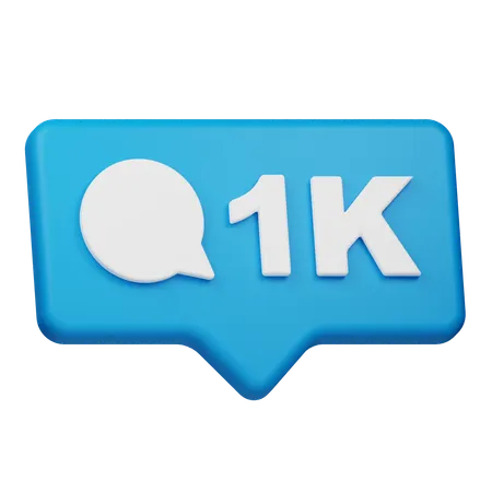 1K Comments Notification  3D Icon