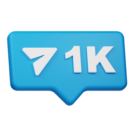 Notificação de 1k compartilhamento  3D Icon