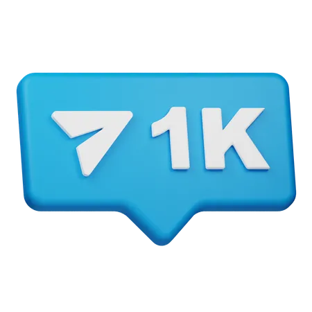 Notificação de 1k compartilhamento  3D Icon