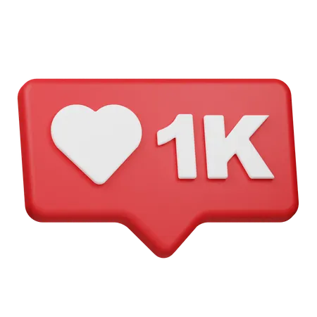 Notificação de 1k curtidas  3D Icon